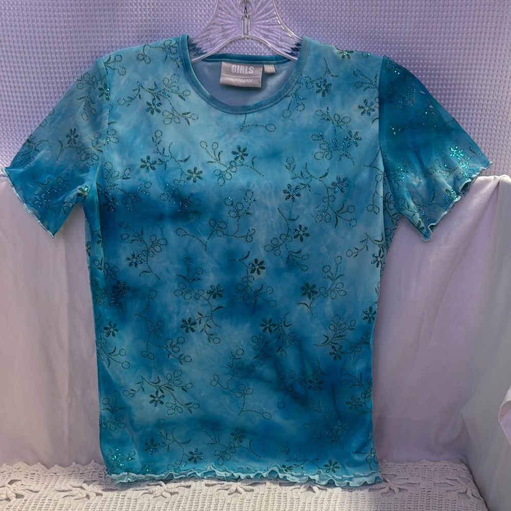 KAPPAHL Sheer Lined Glitter Ruffled Top EUR
 Size 158 USA SIZE 12/14